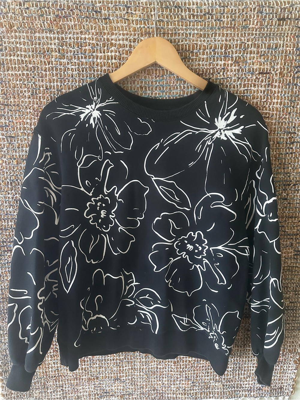 Zara Black Sweater with White Floral Outline